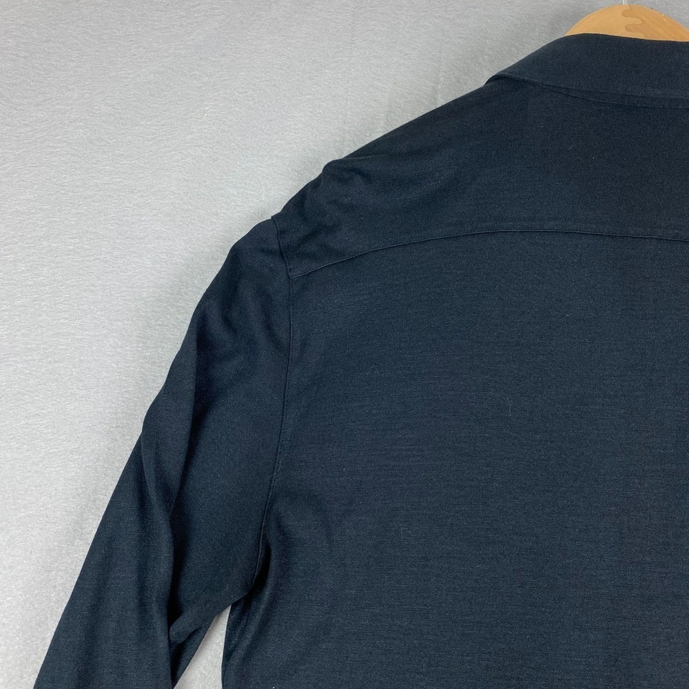 John Varvatos Collection mens Button Shirt Large Silk Cotton black pockets - Picture 9 of 16
